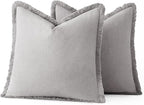 MIULEE Decorative Throw Pillow Covers Neutral Linen Fringe Throw Pillows Euro - Image 6