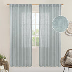 LAMIT 80 inch Linen Living Room Curtains, Faux Linen Textured Light Filtering by LAMIT