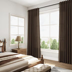 Extra Long Curtain Chocolate Morden Linen Blend Light Filtering Back Tab - Image 8