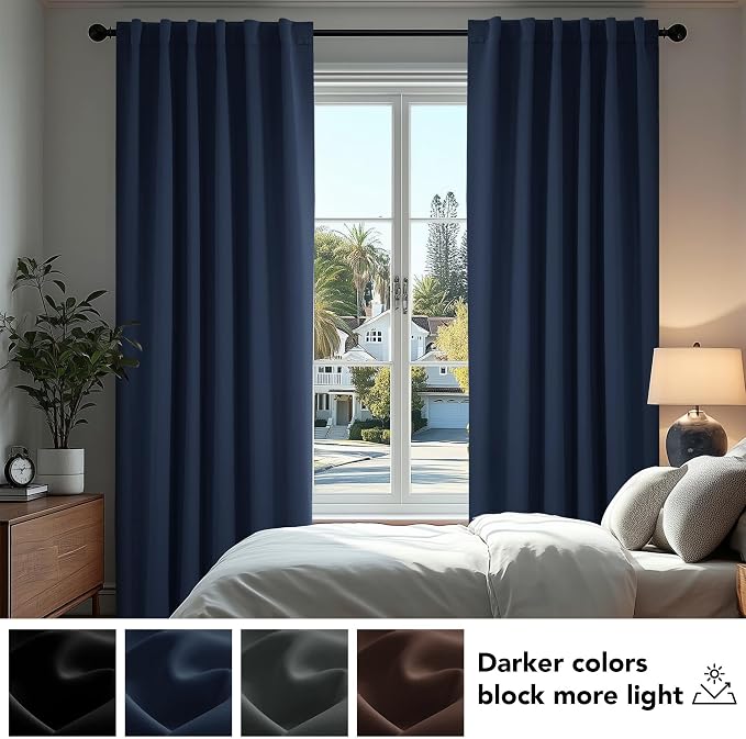 Deconovo Blackout Curtains, Thermal Insulated, W38 x L63 2 Panels, Back Tab - Image 4