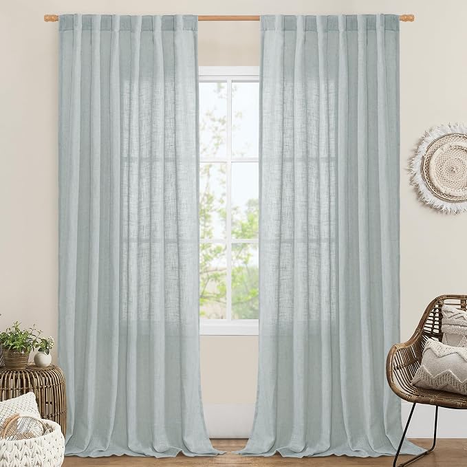 LAMIT Linen Blended Curtains for Bedroom, Faux Linen Textured Light Filtering by LAMIT