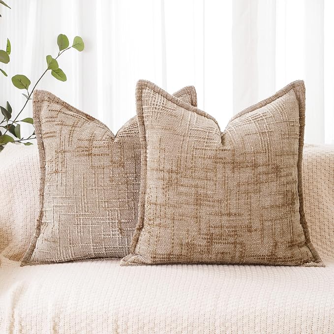 HPUK Fall Chenille Soft Throw Pillow Covers 18x18 Set of 2, Accent Cushion by HPUK