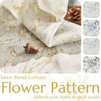 jinchan Floral Curtains 90 Inch Length Mustard Yellow Flower Linen Farmhouse - Image 4