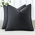 MIULEE Decorative Linen Pillow Covers 20x20 Inch Dark Gray ​Boho Farmhouse​ by MIULEE