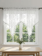 Molaxhome Swag Curtain 51 inch Length Rod Pocket Scalloped Curtain Valance - Image 5
