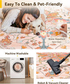 RELEANY Area Rugs 4ft Washable Non-Slip, Floral Vintage Distress Print Pattern - Image 5