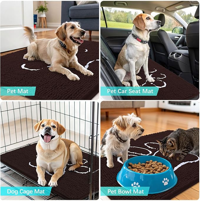 OLANLY Dog Door Mat for Muddy Paws 47x20, Paw Print Design, Absorbs Moisture - Image 7