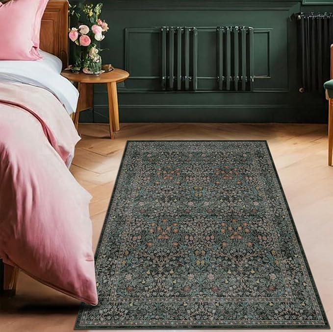 Vintage Floral Dark Green 3x5 Area Rugs - Image 5