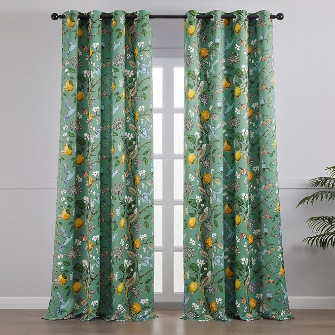Topfinel 90 Inches Long Curtains, Whimsical Woodland Leaf Jungle Forest Flower - Image 2