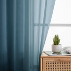 Simplebrand Dusty Blue Short Sheer Curtains 45 Inch Length - Image 3
