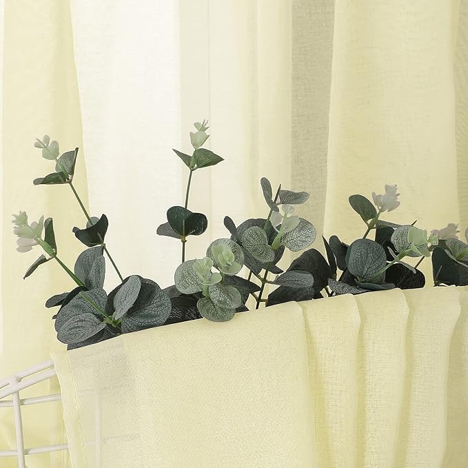 Tollpiz Sheer Curtains Living Room Linen Textured Curtain Sheers Light - Image 6