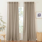 RYB HOME Light Filtering Linen Sheer Curtains, Back Tab Rod Pocket Privacy by RYBHOME