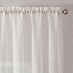 Simplebrand Natural Linen Textured Sheer Curtains 63 Inch Length 2 Panels by Simplebrand