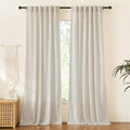 RYB HOME 108 inches Long Farmhouse Boho Curtains, Semi Sheer Thick Linen Light by RYBHOME