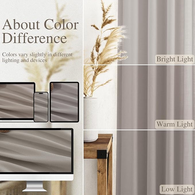 Nanspring Stone Grey Linen Curtains 90 Inches Long - Image 3