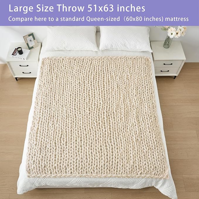 Bigacogo Chunky Knit Throw Blanket - Image 5