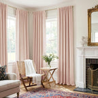 100% Blackout Shield Creamy Peach Linen Blackout Curtains - Image 5