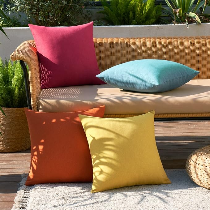 MIULEE Pack of 4 Decorative Outdoor Throw Pillow Covers Linen Waterproof Pillow - Image 3
