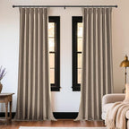 Joydeco Thick Linen Pinch Pleated Curtains 90 Inch Long 2 Panel Set - Image 2