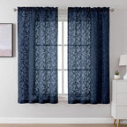 Lecloud Leia Navy Blue Sheer Curtains by Lecloud
