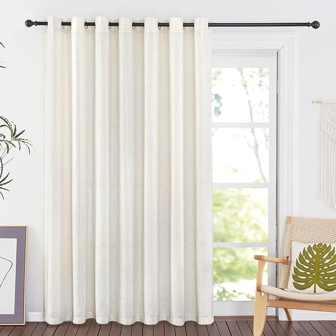 NICETOWN Thick Linen Sliding Door Curtains 84 inch Length, 100 Inch Wide - Image 2