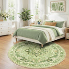 Area Rugs 7ft Washable Non-Slip, Floral Vintage Distress Print Pattern - Image 2
