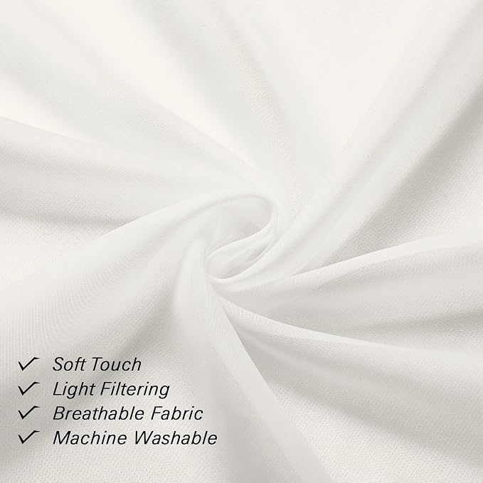 Lecloud Ivory Sheer Curtains 84 Inches Long 2 Panels, Solid Voile Light - Image 6