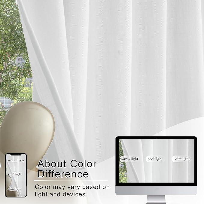 RYB HOME 2 Panels Valance for Windows Thick Faux Linen Blended Light Filtering - Image 7