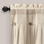 Lush Decor Linen Button Farmhouse Valance Curtians 52"W x 18"L Dark Linen - Image 4