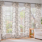 Lazzzy Black Floral Linen Curtains 63 Inch Farmhouse Back Tab Drapes - Image 6