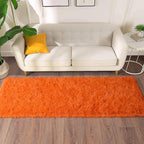 Soft Runner Rugs for Bedroom Hallways, 2x5 Orange Fluffy Shag Throw Area Rug - Image 5