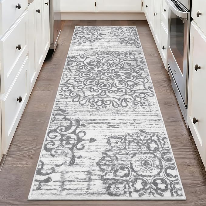 HEBE Hallway Runner Rug 2'x6' Washable Vintage Kitchen Rugs Non Slip Laundry by HEBE