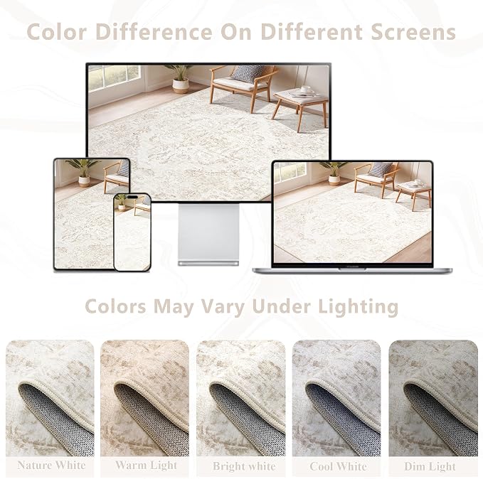 8x10 Area Rugs for Living Room: Washable Rug Vintage Large Rugs Soft Non Slip - Image 7