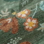 Floral Square Area Rug for Family: Washable 5x5 Scalloped Carpet for Living - Image 7