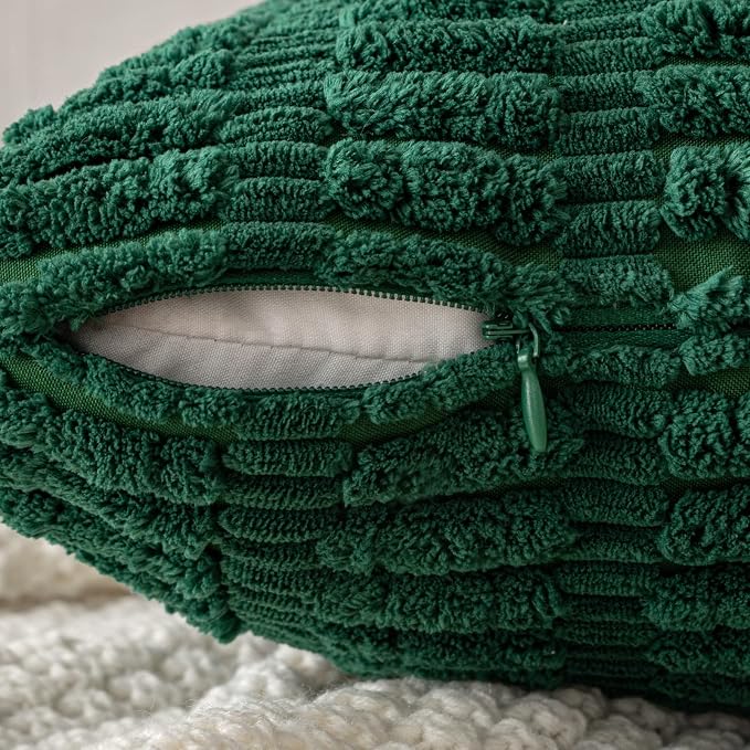 MIULEE Pack of 2 Dark Green Corduroy Decorative Pillow Covers 20x20 Inch Soft - Image 5