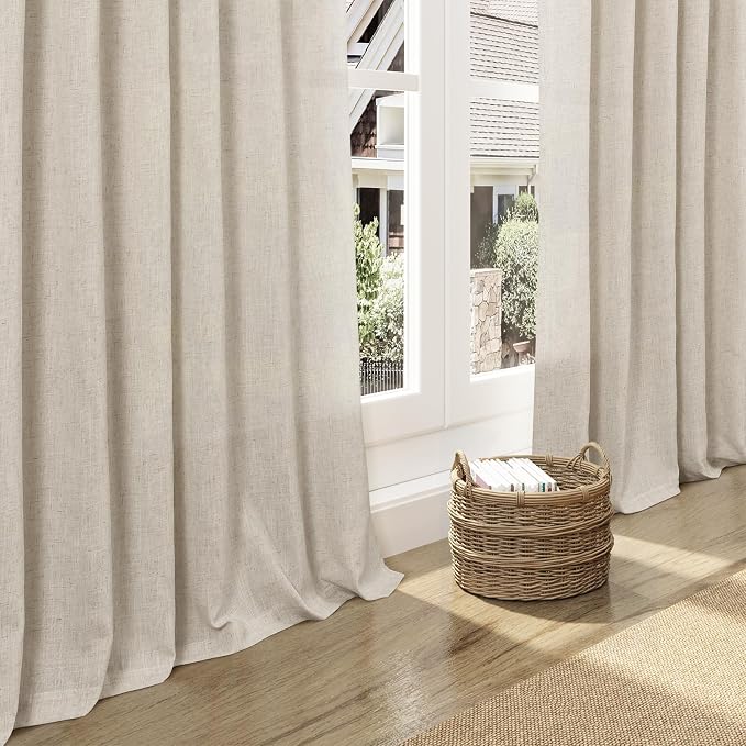 Boho Linen Curtains for Living Room 94 Inches Long Light Filtering Semi Sheer - Image 5