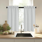 RYB HOME Kitchen Curtains, 30 inches Long Linen Rod Pocket Semi Sheer Cuartins - Image 7