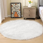 ORINOVA White Fluffy Faux Sheepskin Washable Fur Round Rug 5ft Nursery Rugs by ORINOVA