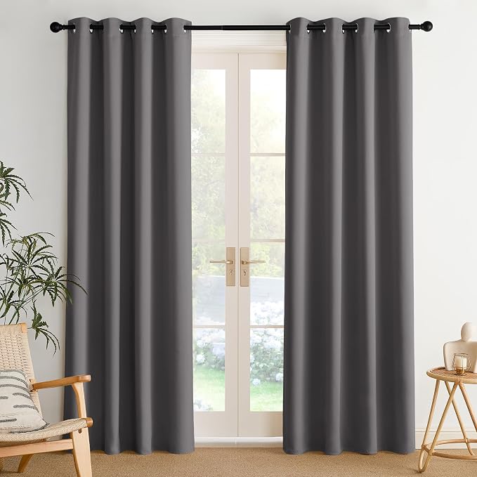 NICETOWN Room Darkening Draperies Curtains Panels, 2 Panels Grey W52 x L84 by NICETOWN