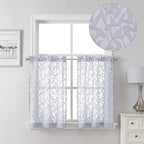 Lecloud Leia 2 PCS Light Grey Sheer Kitchen Curtains 36 Inch Length, Breathable by Lecloud