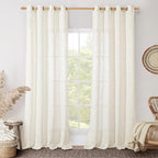 LAMIT Cream Linen Sheer Curtains 84 inch by LAMIT