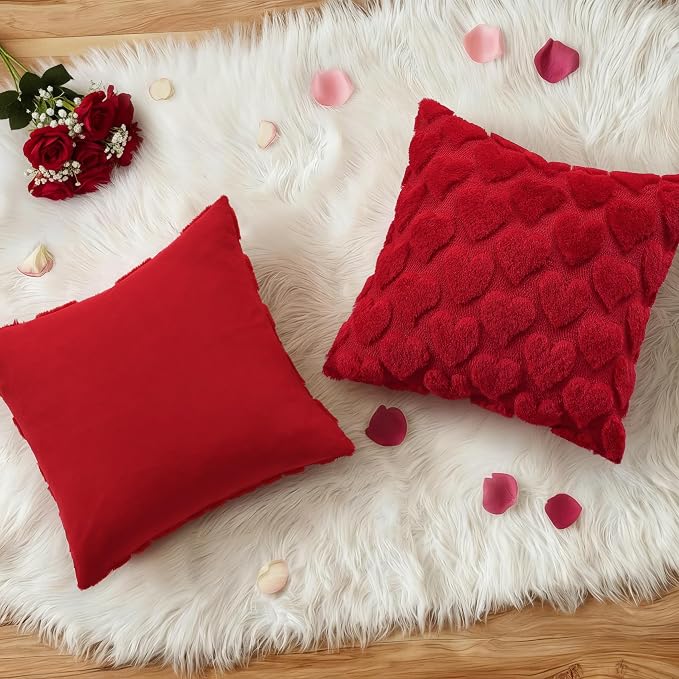 decorUhome Valentine’s Day Soft Plush Throw Pillow Covers 16x16 Inch Set of 2 - Image 4