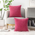MIULEE Pack of 2 Couch Throw Pillow Covers 18x18 Inch Soft Hot Pink Chenille - Image 5