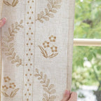 jinchan Belrose Linen Curtains for Bedroom Floral Curtains 63 Inch Length Linen - Image 4