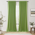 Guken Lime Green 100% Blackout Linen Curtains 108 Inch Length 2 Panels Set by Guken