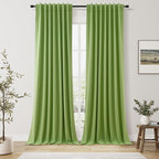 Guken Lime Green 100% Blackout Linen Curtains 108 Inch Length 2 Panels Set by Guken