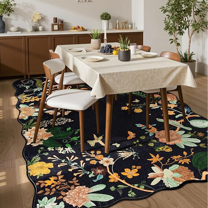Rugflix 5x7 Floral Area Rug for Living Room, Machine Washable Rugs - Image 3