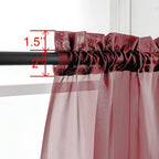 OWENIE Burgundy Red Sheer Curtains 72 Inches Long 2 Panels Set, Transparent - Image 3