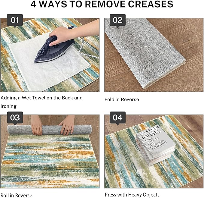 Lansny Modern Abstract 9x12 Large Machine Washable Living Room Rug Non-Slip - Image 4