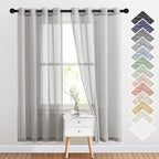 NICETOWN Linen Textured Semi Sheer Curtains 72 inches Length, Eyelet Top by NICETOWN